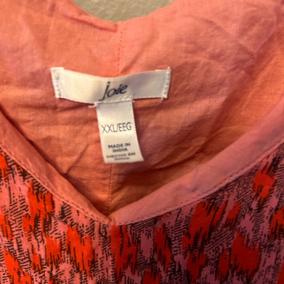 Joie dress - red/pink print sleeveless cotton midi/maxi dress - Picture 3 of 9